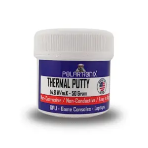 Polartronix Thermal Putty 14.8 W/m·K – 50 Gram Jar – Made in USA – High-Performance Non-Conductive Gap Filler for Laptop, GPU, PS5, Xbox Series X, VRAM, MOSFETs & Coils