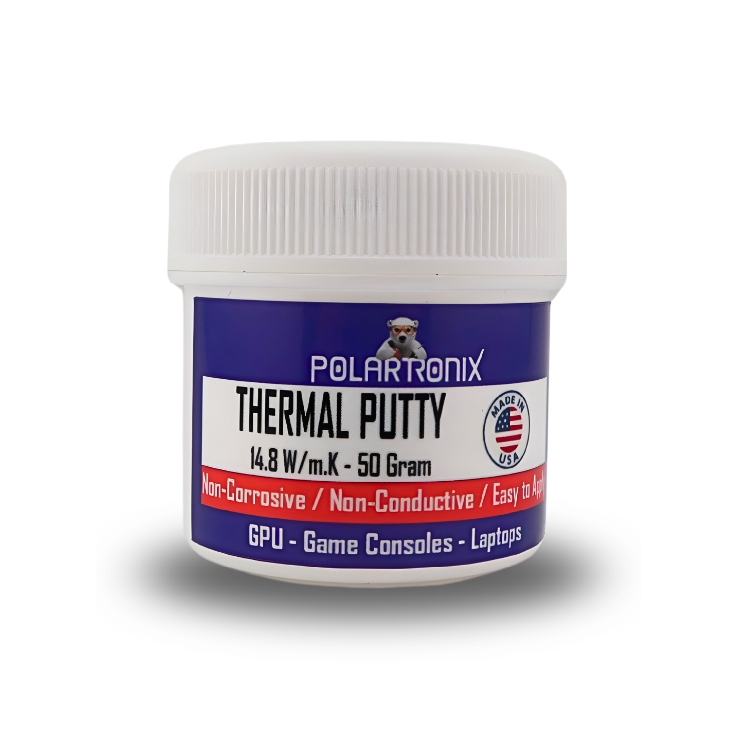 Polartronix Thermal Putty 14.8 W/m·K – 50 Gram Jar – Made in USA – High-Performance Non-Conductive Gap Filler for Laptop, GPU, PS5, Xbox Series X, VRAM, MOSFETs & Coils