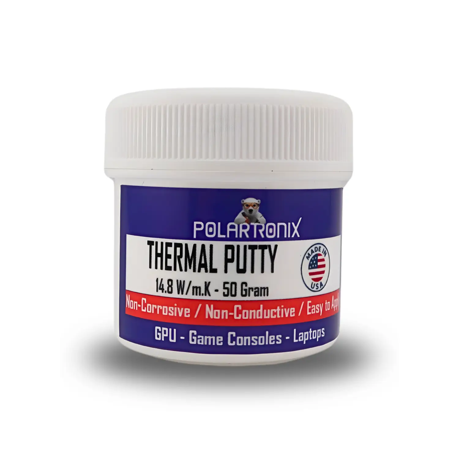 Polartronix Thermal Putty 14.8 W/m·K – 50 Gram Jar – Made in USA – High-Performance Non-Conductive Gap Filler for Laptop, GPU, PS5, Xbox Series X, VRAM, MOSFETs & Coils